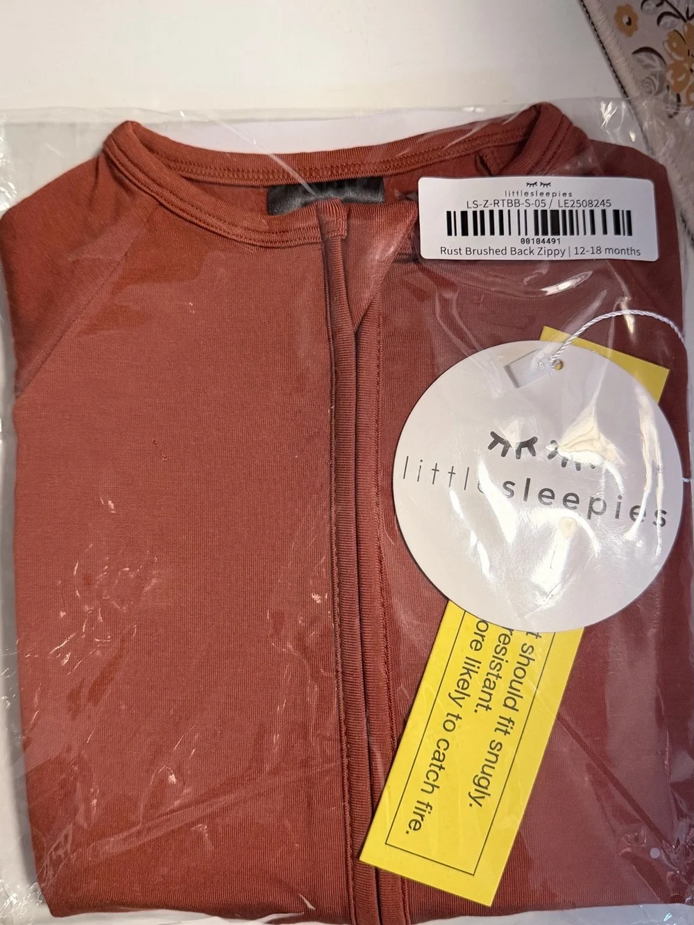 Little Sleepies Rust Brushed Back Zippy Pajama
